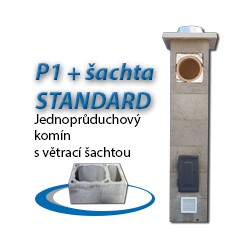 Komínová sestava STANDARD P1+šachta, 8 m, 180-90°, 1x čistič