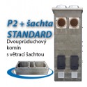 Komínová sestava STANDARD P2+šachta, 8 m, 180-90°/180-90°, 2x čistič