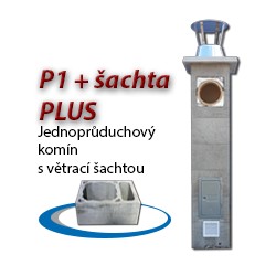 Komínová sestava PLUS P1+šachta, 8 m, 180-90°, 1x čistič