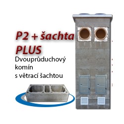 Komínová sestava PLUS P2+šachta, 8 m, 180-90°/180-90°, 2x čistič