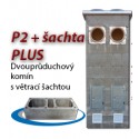 Komínová sestava PLUS P2+šachta, 8 m, 180-90°/180-90°, 2x čistič